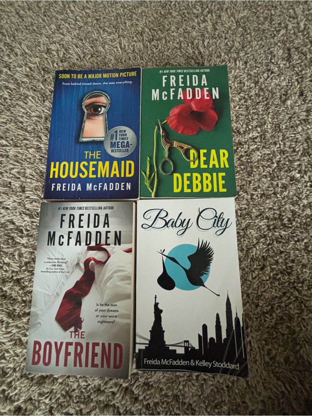 Set of 4 Freida McFadden Paperback Books - Blue/Green/White/Gray Covers